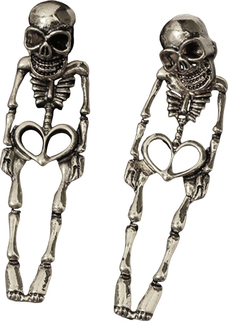 1 Paar Damen-Halloween-Ohrringe, Skelettform, Punk, übertrieben, polierte Legierung, Totenkopf, Schmuck, Club-Party, Ohrschmuck
