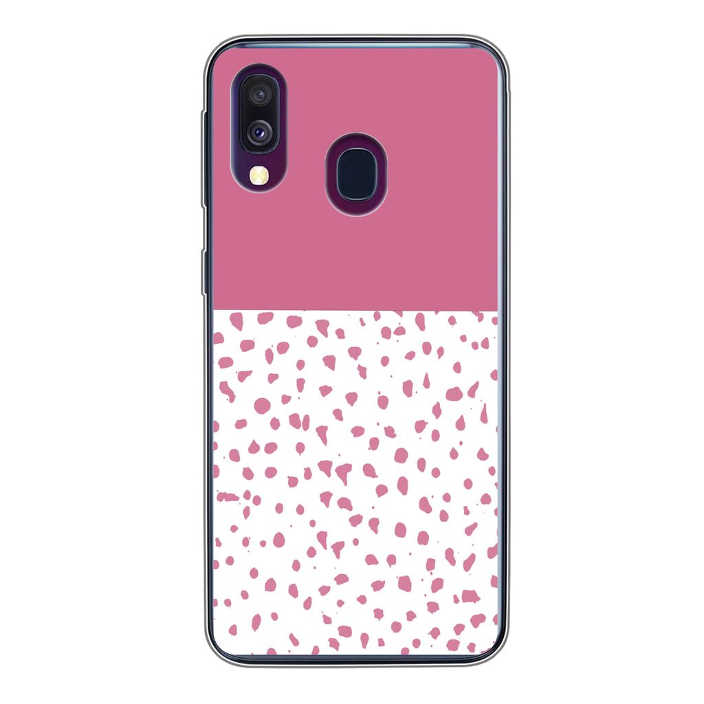MuchoWow Handyhülle Schutzhülle Hülle für Samsung Galaxy A40 Punkte - Rosa - Muster Silikon Softcase Handy Hülle - Handy-Tasche
