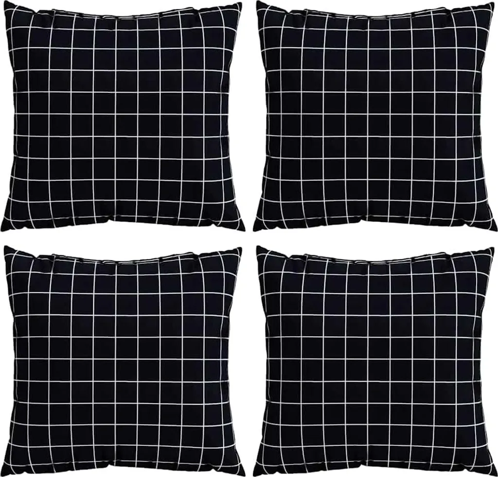 Coussin Noir à carreaux 40x40 cm : Rénovez votre Canapé avec ce Lot 4x