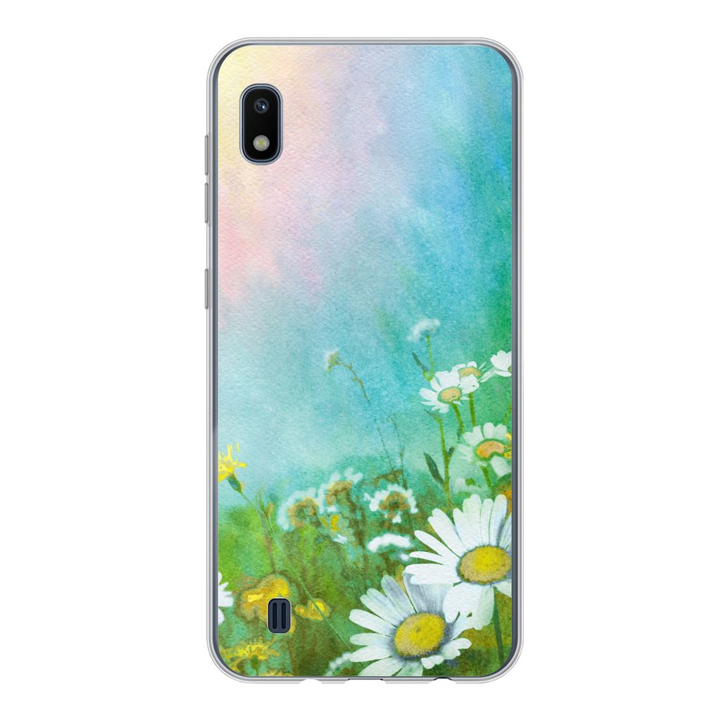 MuchoWow Handyhülle Schutzhülle Hülle für Samsung Galaxy A10 Gänseblümchen - Sonne - Sommer Silikon Softcase Handy Hülle - Schutzhülle