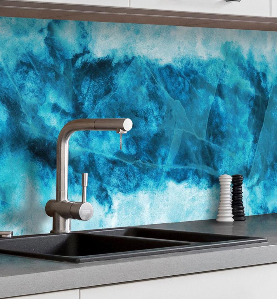 Küchenrückwand selbstklebend Struktur Eis Muster Spritzschutz Folie 180 x 60cm