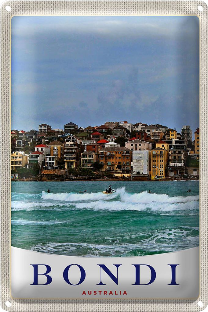 Blechschild Reise 20x30cm Bond Australia Surfen Meer Wellen