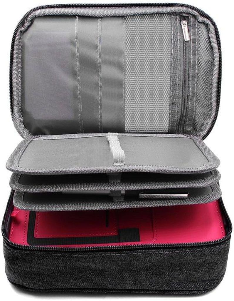 Grosses Etui 72 Slots 23 x 16 x 7 cm Draagbares Etui Abnehmbares Etui für Erwachsene (Schwarz)
