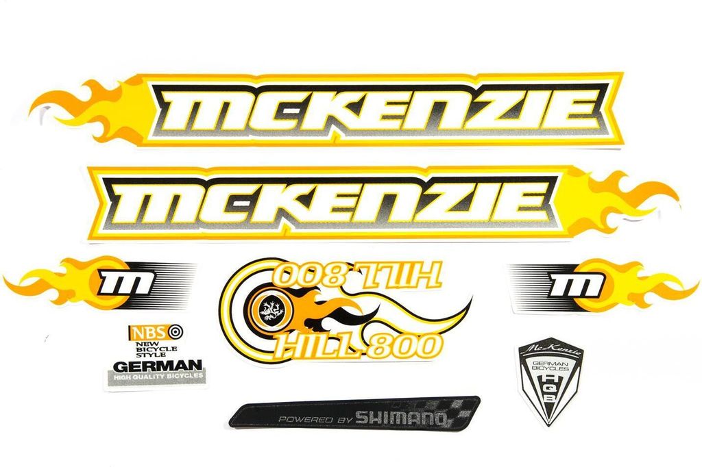 Fahrrad DEKOR Satz Aufkleber Rahmen frame Decal Sticker MC KENZIE orange gelb weiß