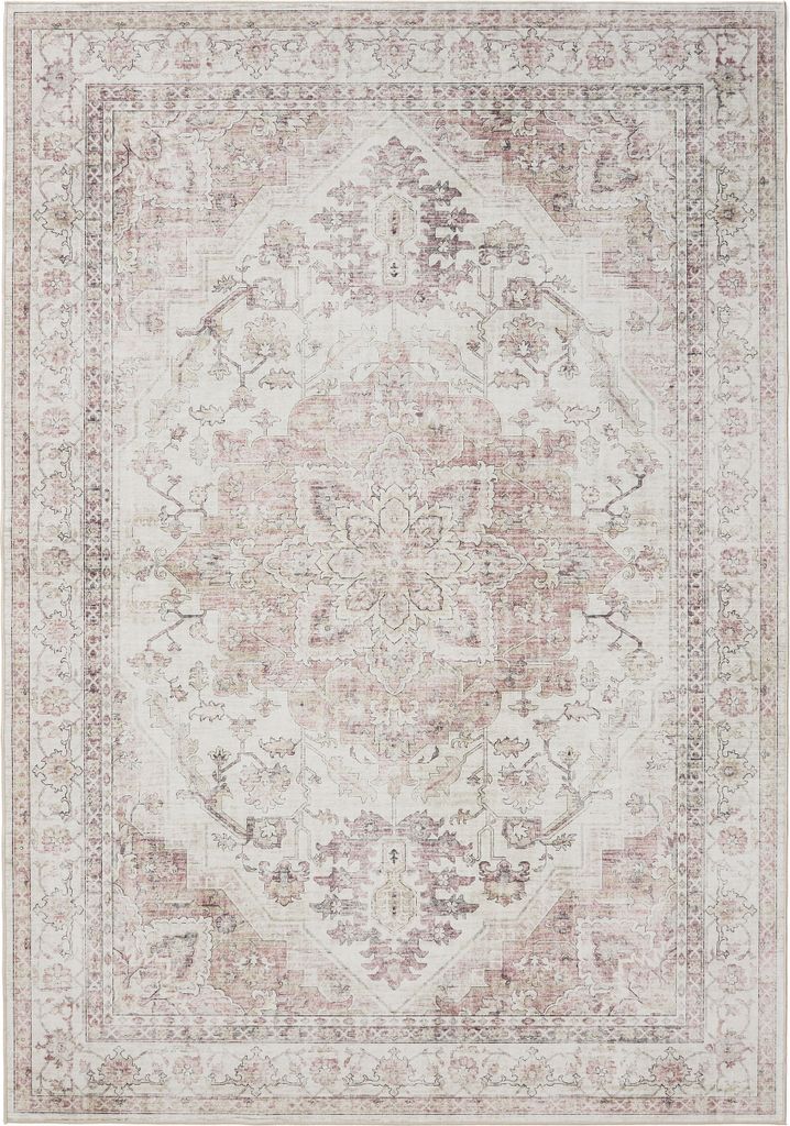 Waschbarer Teppich George Rosa/Beige 140x200 cm Wohnzimmer Rechteckig benuta