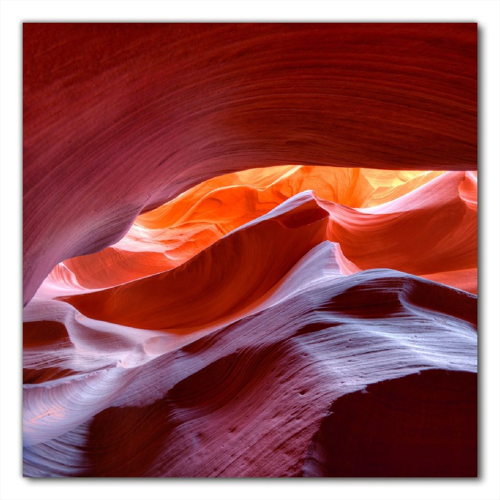 Wallario selbstklebende Möbelfolie/ Tischdecke für Innen und Außen, Größe: 100 x 100 cm - Antelop Canyon USA Kalksandsteingebirge in leuchtend...