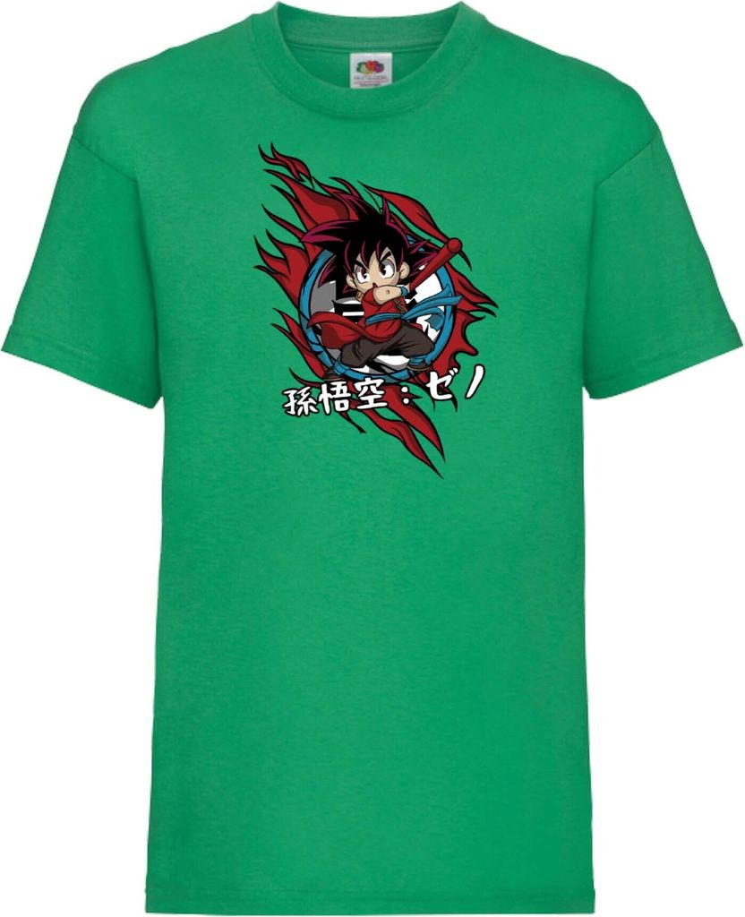 Kinder T-Shirt Dragon Anime Manga Ball Z Goku Chibi Goku Chibi, 5-6 Jahr - 116 / Grün
