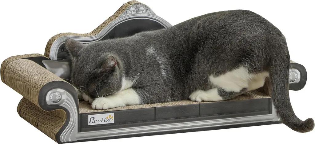 Griffoir pour chats canapé en carton ondulé marron de 56cm