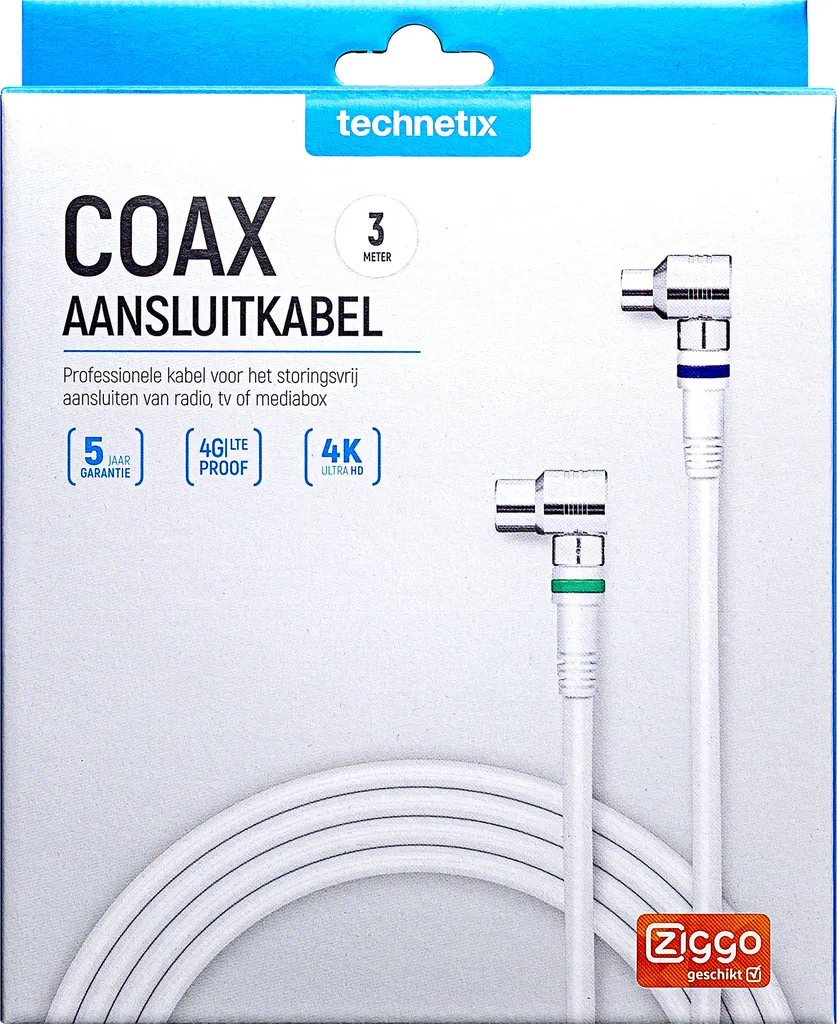 Câble Coaxial Anti-Interférence 3m Technetix pour Signal TV Instable
