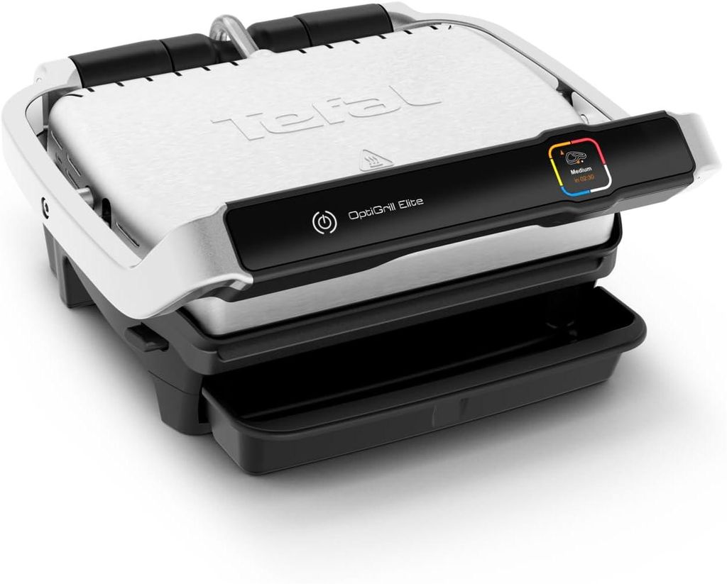 Tefal Kontaktgrill Optigrill,Kontaktgrill,Elektrisch,12 Grillprogramme,Intuitiver Sensor, 2000,00 W, Elektrogrill, 180° neigbare Platten