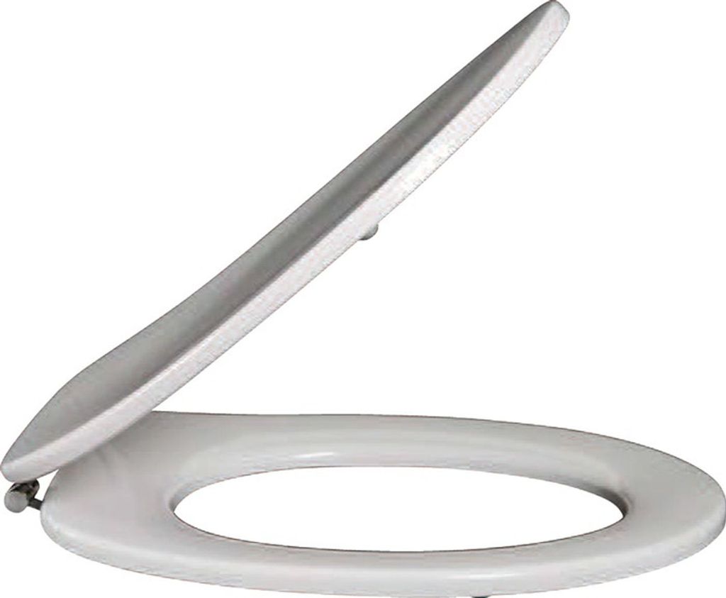 Villeroy & Boch WC-Sitz O.NOVO mit durchgehender Scharnierwelle, Edelstahl weiß alpin