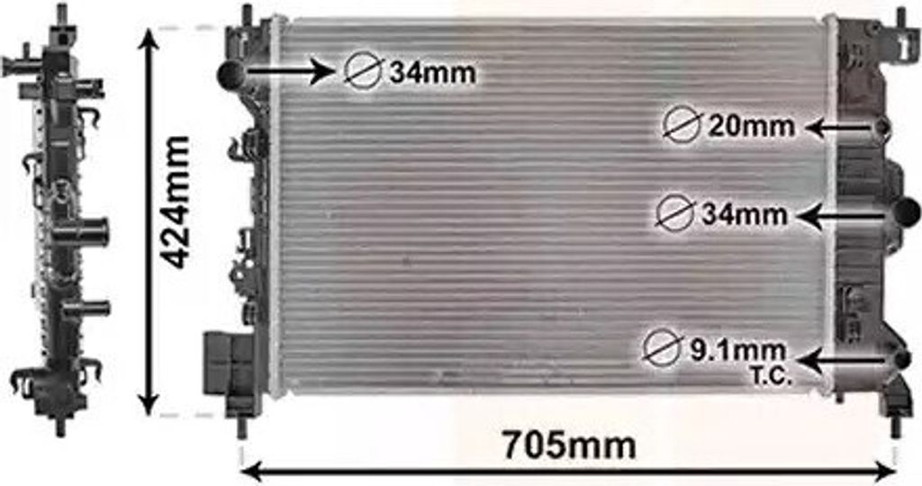 VAN WEZEL 37002666 Kühler Wasserkühler Motorkühler für OPEL Mokka / Mokka X (J13) für CHEVROLET AVEO Schrägheck (T300)