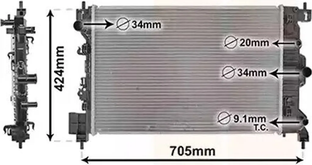 Radiateur VAN WEZEL 37002666 pour OPEL Mokka et CHEVROLET Aveo T300