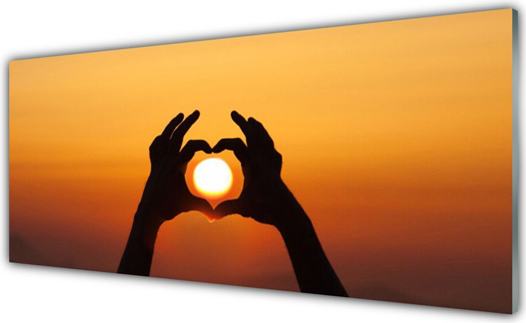 Küchenrückwand aus Glas 125x50cm Spritzschutz Sonne Hände Landschaft