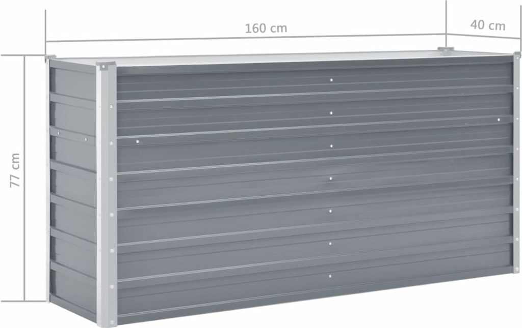 vidaXL Garten-Hochbeet Verzinkter Stahl 160x40x77 cm Grau Produktbild 6