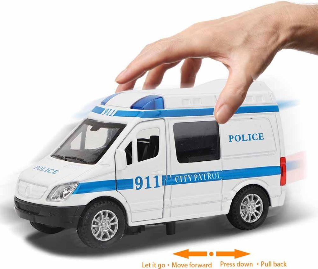 1:32 Mini Stimulation Legierung Krankenwagen Auto Sound und Licht Modell Spielzeug Fahrzeug (Blau)