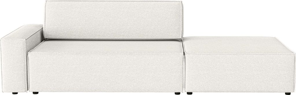 FEDVE Ecksofa Lummo Si aus Bouclé-Stoff mit Schlaffunktion, Cremeweiß