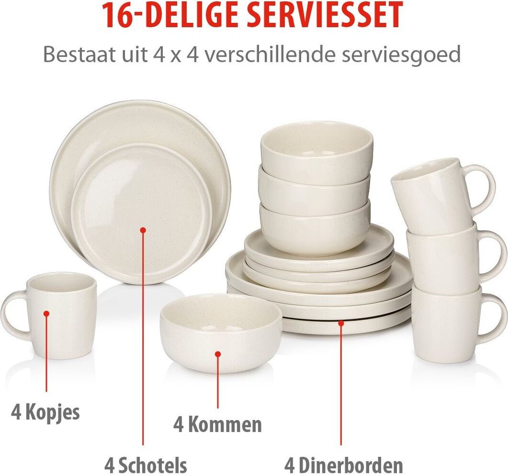 alpina Geschirrset 16-teilig Creme