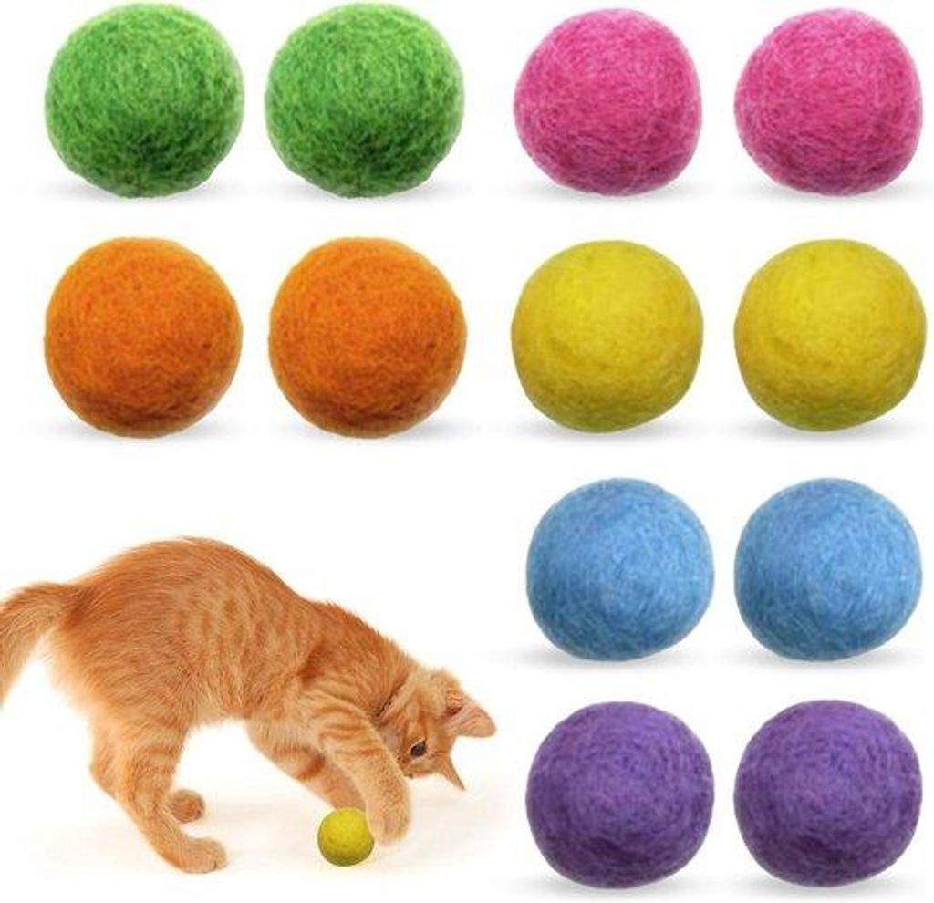 Katennuggete Spielzeug - Set von 12 Stücken aus 100% natürlicher Wolle