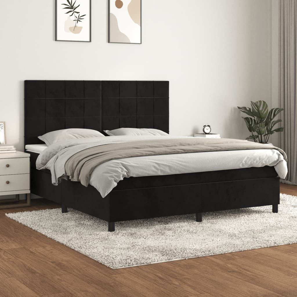 Maison Exclusive - Boxspringbett mit Matratze Schwarz 160x200 cm Samt