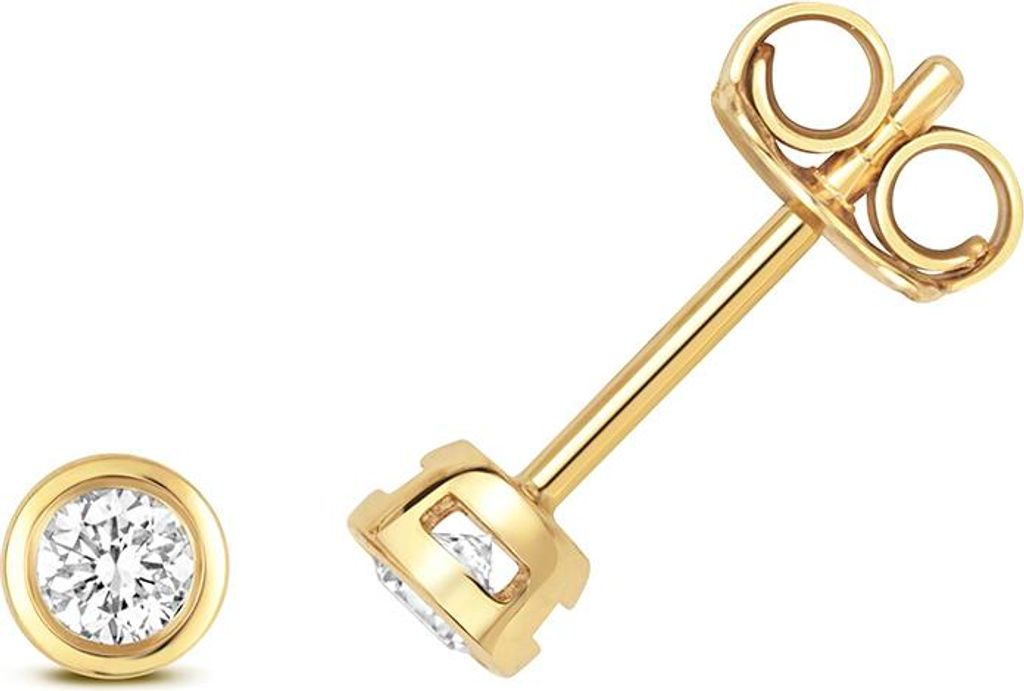 Funkelndes Feuer 18 Karat (750) Gold Damen - Diamant Paar Ohrstecker Brillant-Schliff 0.20 Karat H - SI2; TRS3467018KY