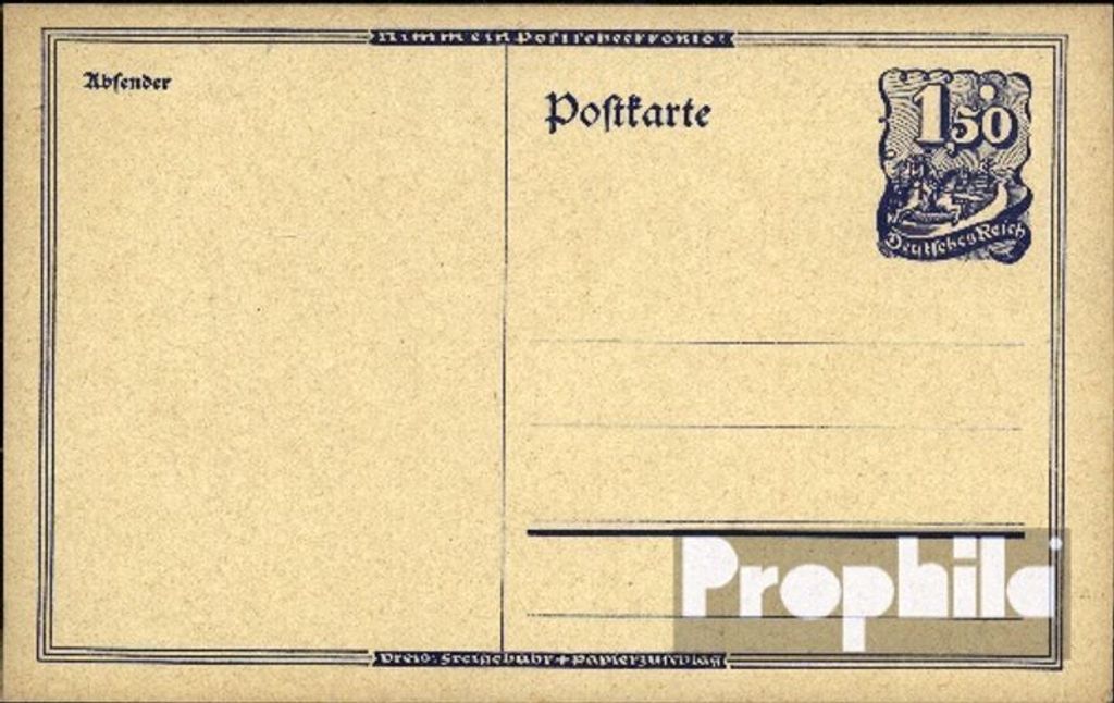 Belege Ganzsachen Deutsches Reich 1922 P148a I Amtliche Postkarte un Postreiter