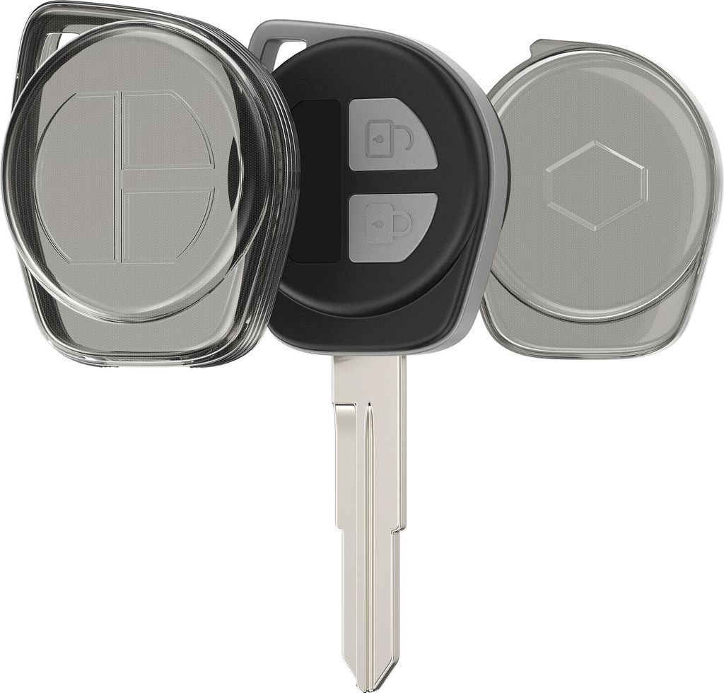 kwmobile Autoschlüssel Hülle kompatibel mit Suzuki 2-Tasten SmartKey Autoschlüssel Keyless Go - Schlüsselhülle Silikon Cover - Schwarz Transpa...