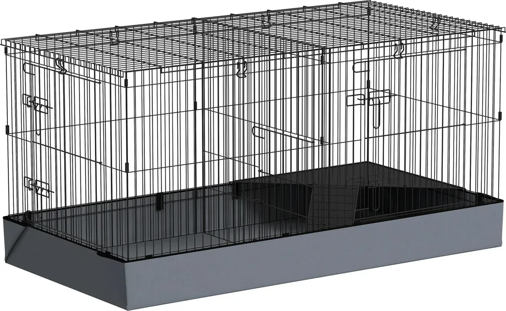 Cage pour rongeurs et petits animaux en métal noir 121 x 61 x 61 cm