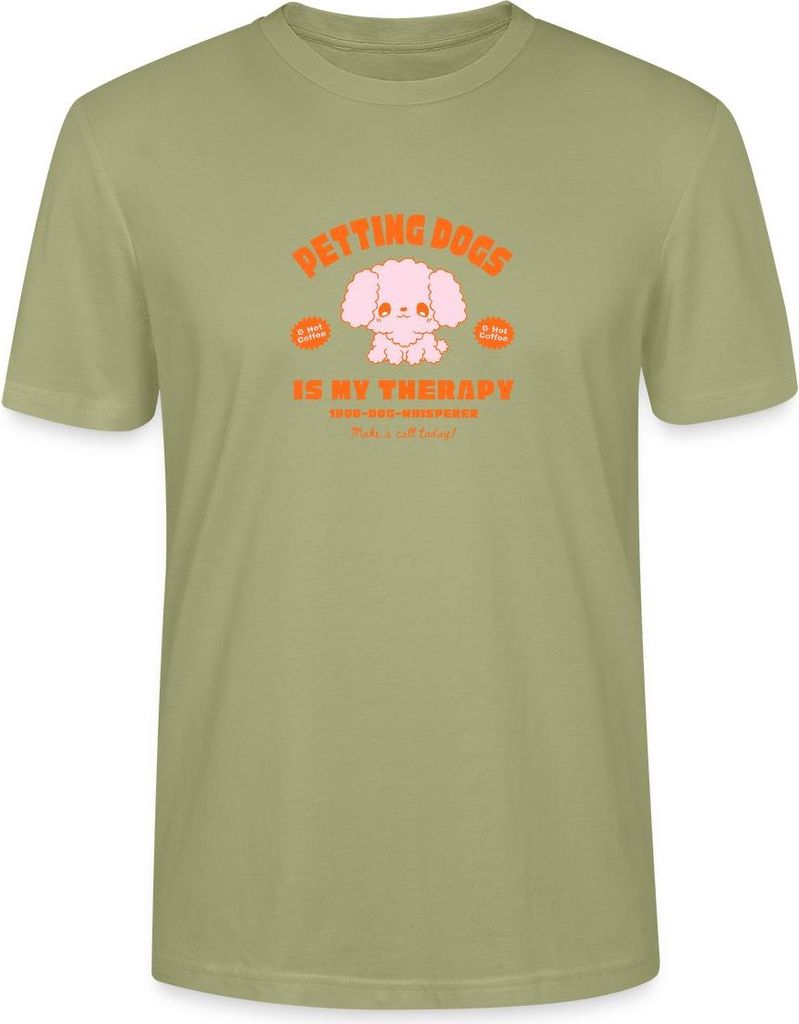 Spreadshirt Petting Dogs Is My Therapy Süßes Hunde Motiv Uni Bio T-Shirt, 3XL, Nebelgrün