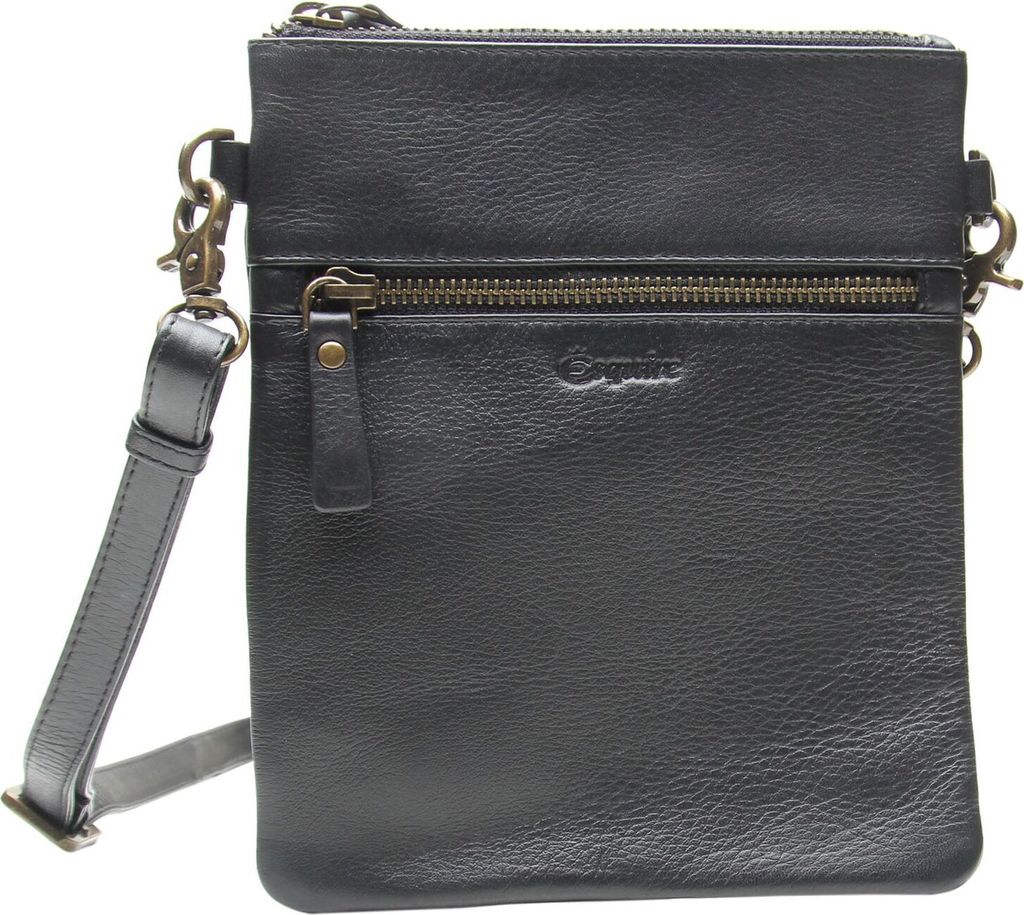 Esquire Leder Umhängetasche Peru Small Crossbody Bag Black schwarz