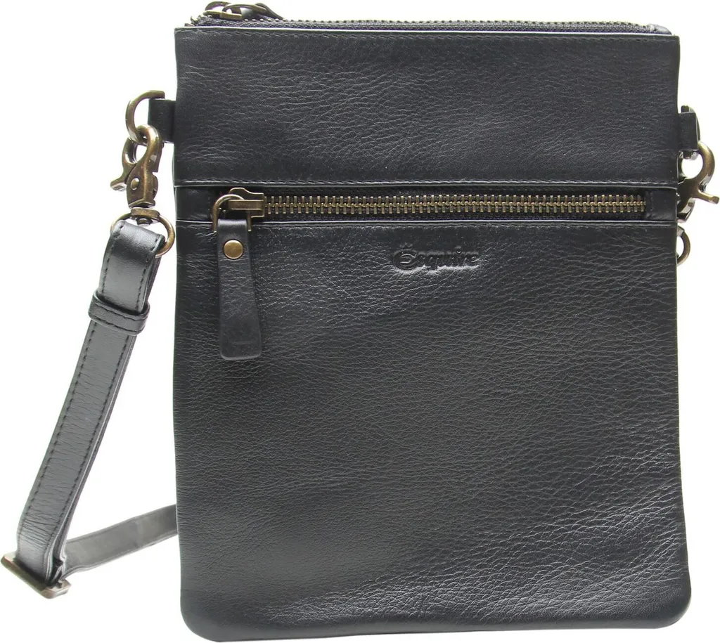 Petit Sac Crossbody Esquire Peru Cuir Noir - Bandoulière Ajustable Homme