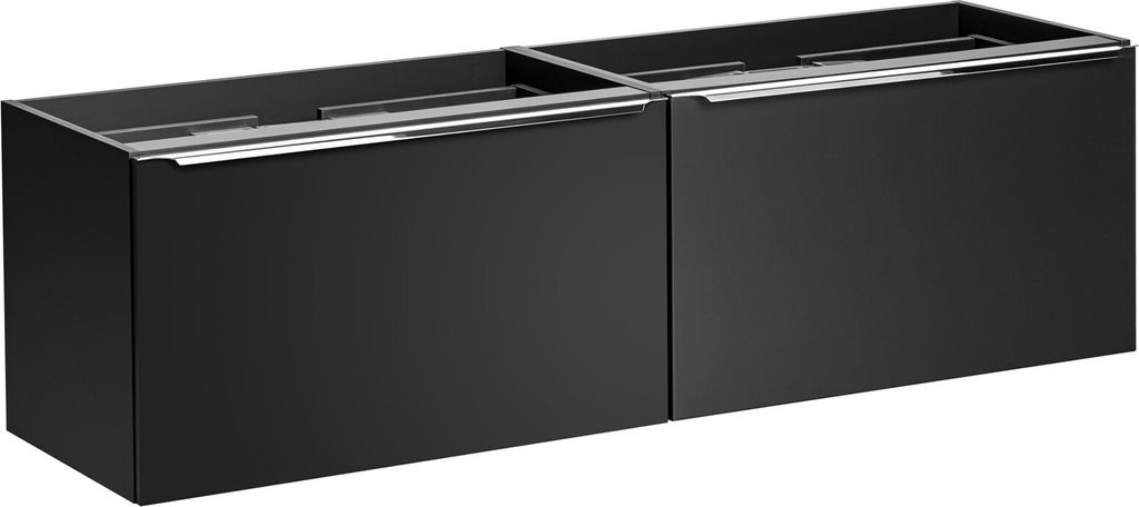 Waschtischunterschrank 2-tlg AKAN 160cm Schwarz matt Eiche ohne Waschtisch
