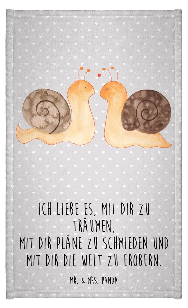 Mr. & Mrs. Panda Handtuch Schnecken Liebe - Grau Pastell - Produktbild 