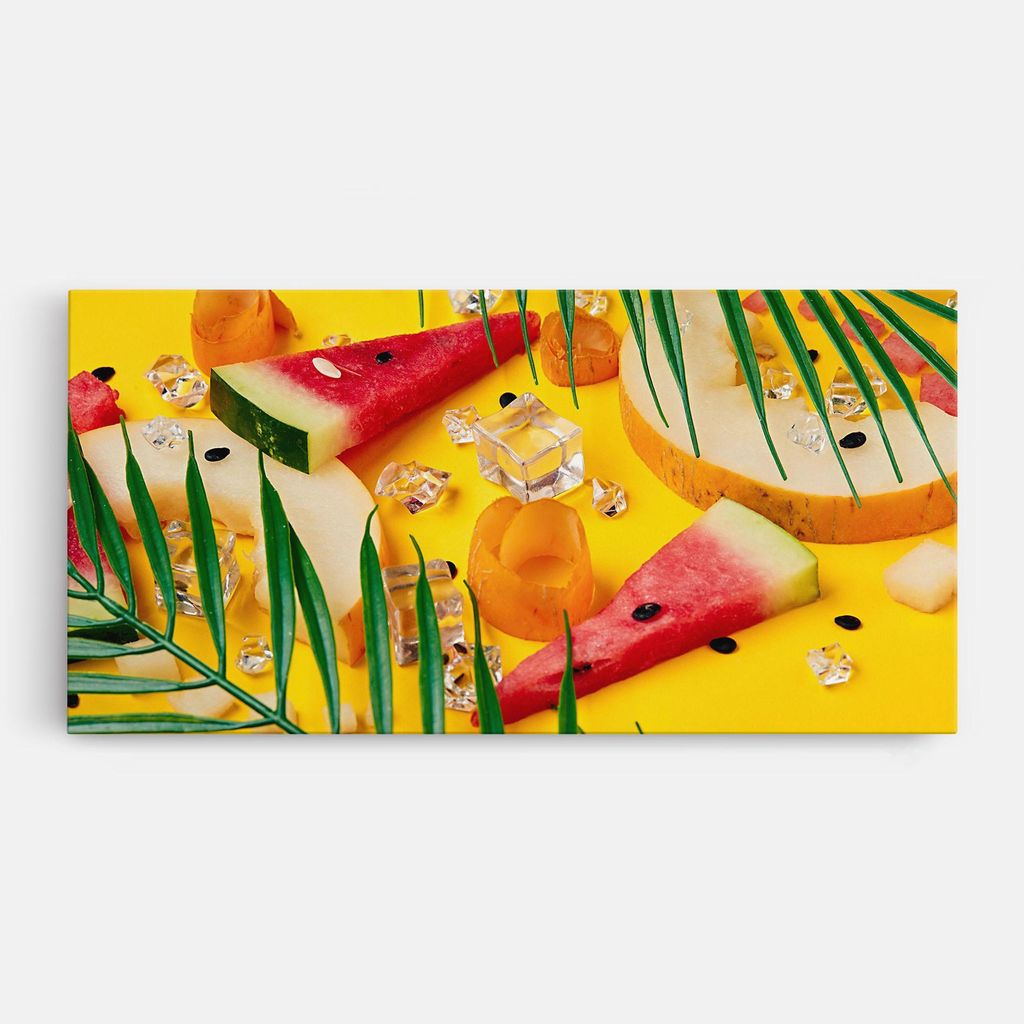 ARTHUB Leinwandbild 60x120 cm, Ice Cubes Fruits | Wohnzimmerdekoration, Hängende Bilder, Wanddekoration, Heimdekoration, Landschaften, Sommer
