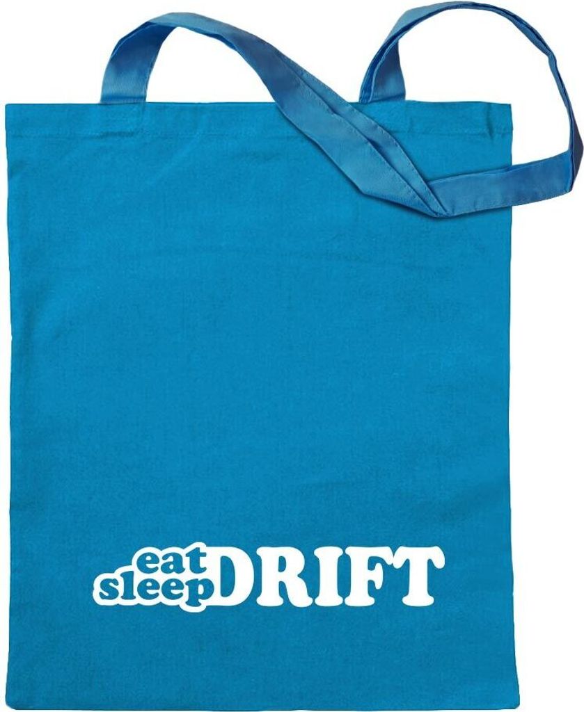 Kiwistar - Baumwolltasche - hellblau - Eat Sleep Drift - Tragetasche Stoffbeutel Umhängetasche langer Henkel