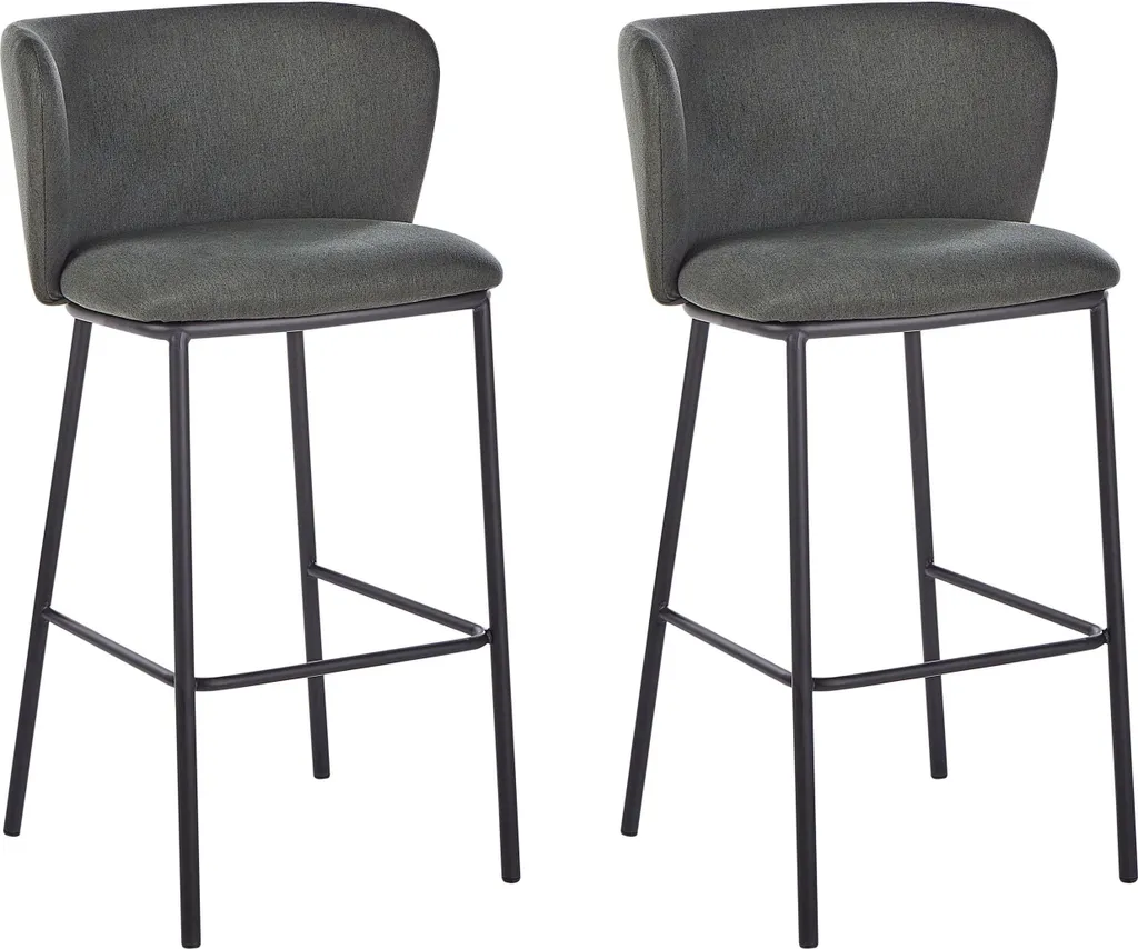 Chaises en polyester vert foncé et pieds métal noir pour salle à manger