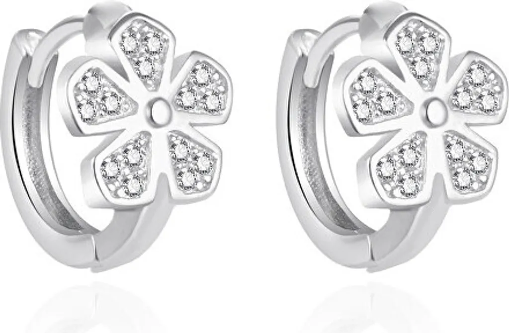 Orecchini piccoli in argento con fiore AGT-ED008KW