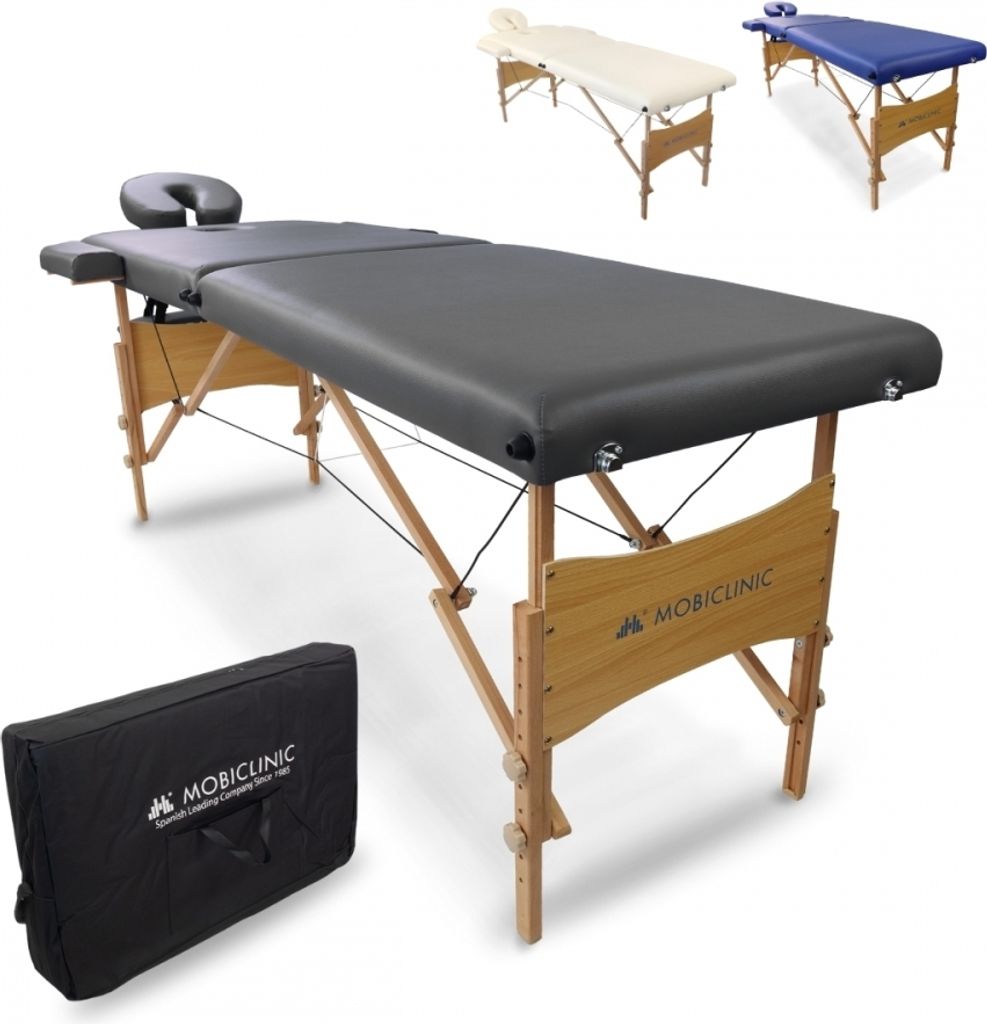 Mobiclinic, klappbare Physiotherapie-Liege, CM-01 Light, , Massageliege, mit Tragetasche, Kopfstütze, Massage, tragbar, Holz, 186 x 60 cm,Schwarz
