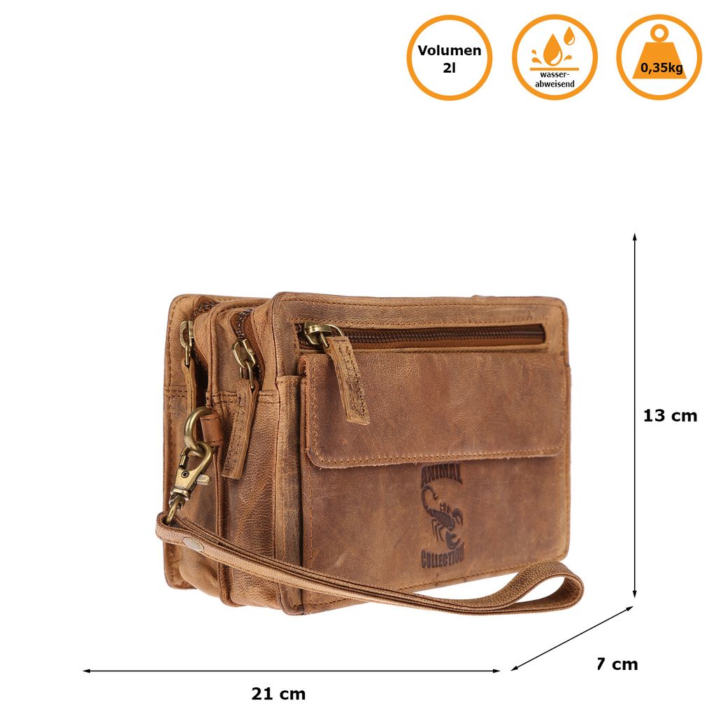 Große Herren echt Leder Handgelenktasche Herrenhandtasche Produktbild 