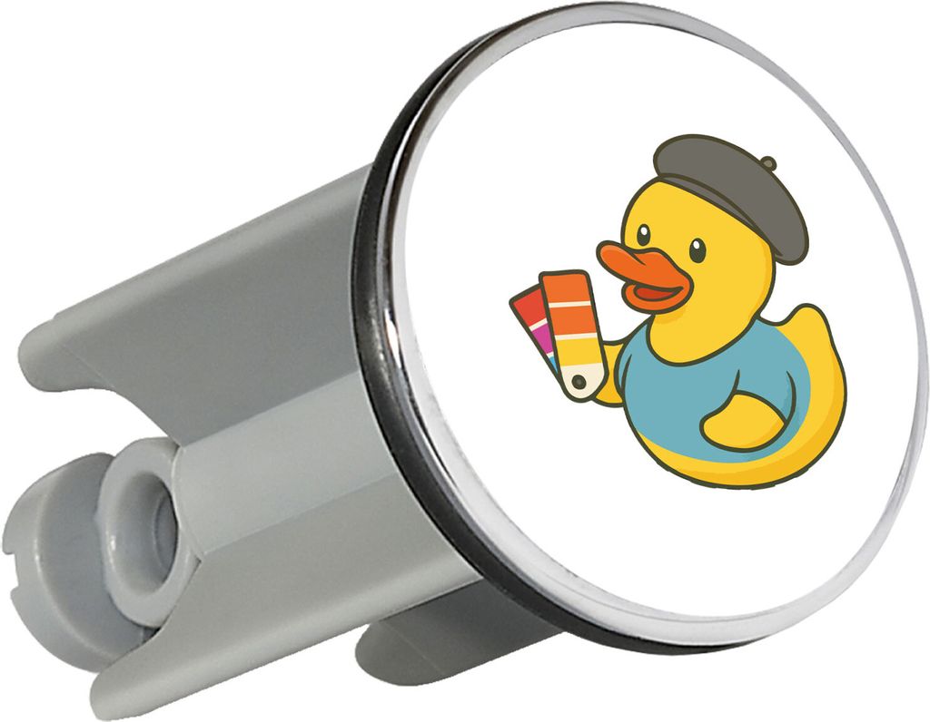 Huuraa Waschbeckenstöpsel Quietscheente Grafikdesign Comic Gummiente 4cm höhenverstellbar Abflussstopfen Geschenkidee
