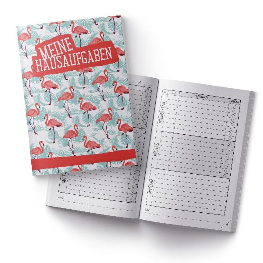 itenga Hausaufgabenheft Flamingo (Motiv 6) DIN A5, 96 Seiten