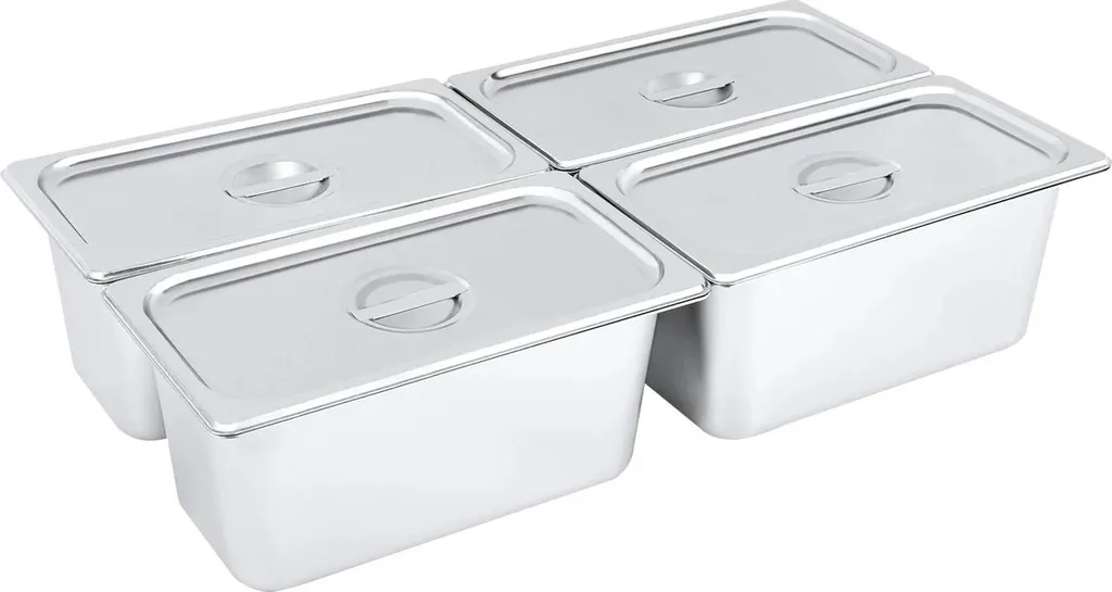 Bac Gastronorme Inox 5 Litres - Casserole Steam Table avec Couvercle