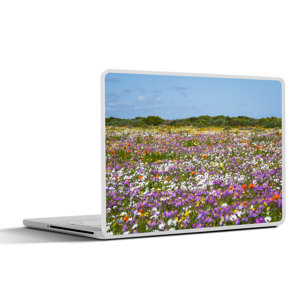 MuchoWow Laptop Aufkleber Sticker Cover Blumenwiese - Lila - Blumen 36.5x27.5 cm - Laptop-Sticker