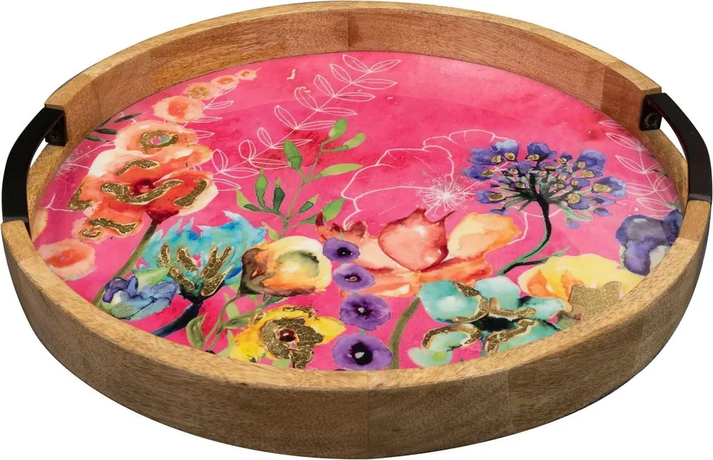 Plateau Rond Fuchsia 35x4 cm Idéal pour l'Apéritif et la Décoration