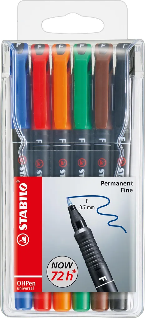 Stylos permanents STABILO OHPen pointe fine indélébile multi-couleurs