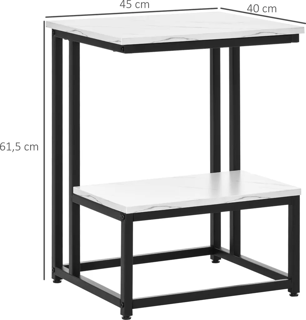 Table d'appoint chambre et séjour avec étagère effet marbre chic - 5