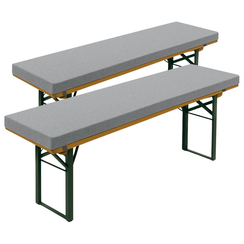 Set van 2 bierbankkussens 220 x 25 cm, lichtgrijs, 4 cm Productafbeelding 