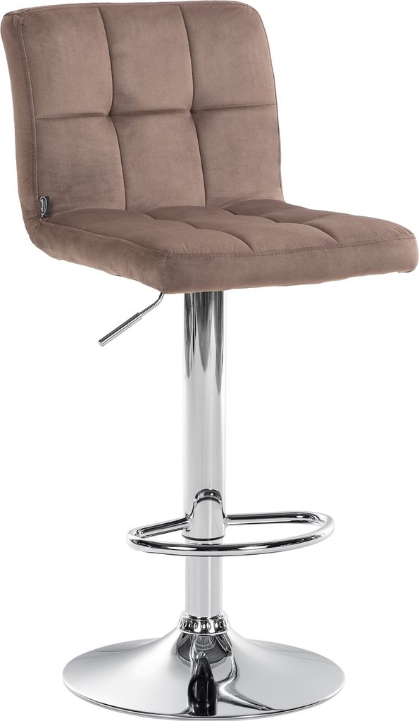 DELUKE Barhocker BRISBAN - Braun, Samt, Chrom | Barhocker mit Lehne Barstuhl Tresenhocker Tresenstuhl Kneipenhocker Kneipenstuhl