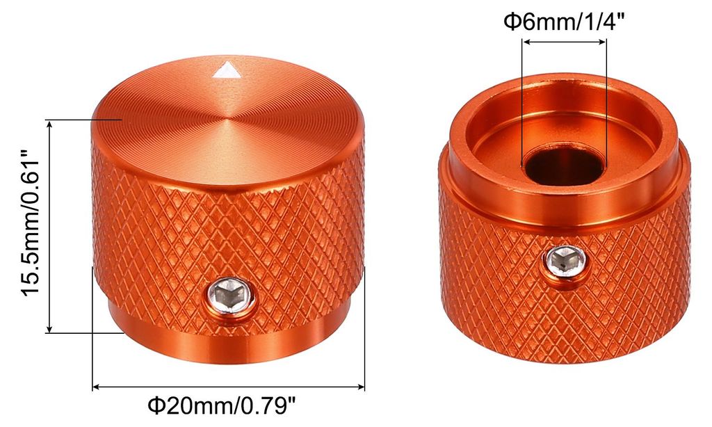 2 Stš¹ck Aluminium Potentiometer Kn?pfe, 1/4" (6mm) Universelle Lautst?rke Tonregler Kn?pfe mit Pfeilindikator fš¹r Gitarre, Rot(20x15.5mm)