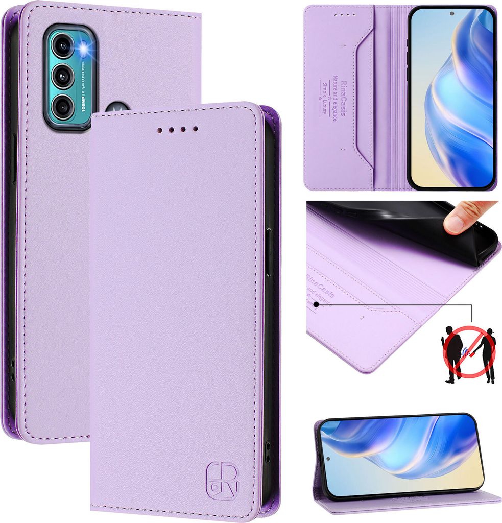 Lederhülle für Motorola Moto G60/Moto G40 Fusion Hülle Flip Brieftasche Kartenfächern Ständer Schutzhülle Violett